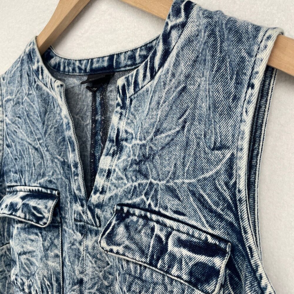 Who What Wear Acid Wash Denim Mini Dress in Blue - Picture 4 of 13